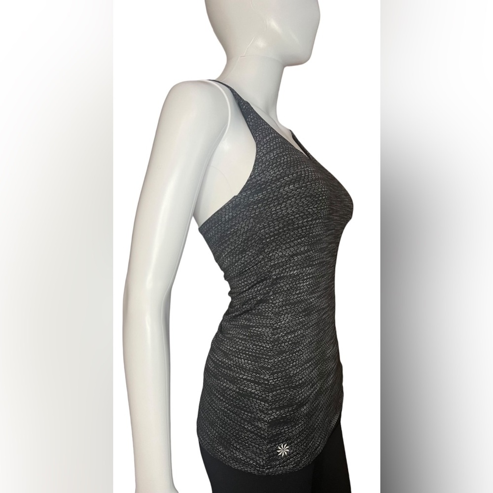 ATHLETA Workout Tank Top black with white Racerback Padded Shelf Bra in Size XS